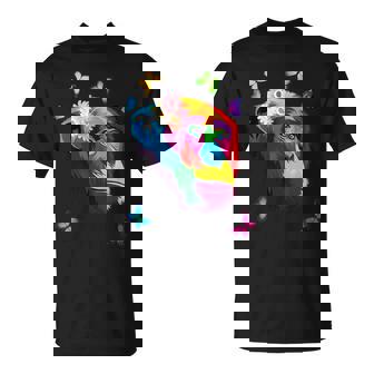 Chimpancé Monkey Colorido Chimpancé Flores Mariposas Camiseta unisex - Regaloses