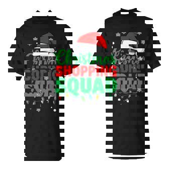 Christmas Shopping Squad Tee Holiday Shopper Group Santa Hat T-Shirt | Mazezy