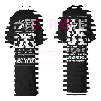 Coffee Cats And Bass Guitars ベースギタリスト 猫とコーヒー 長袖tシャツ Tシャツ - Kawaiitshirt