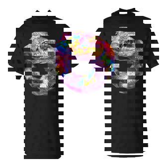 Colorful Anaconda Snake Face Animal Lover Black T-Shirt | Mazezy