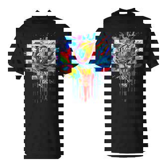 Colorful Basketball Ball Tie Dye Splatter Slam Dunk Hoop Net T-Shirt - Monsterry
