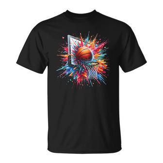 Colorful Basketball Tie Dye Color Splash Hoop Net Dunk T-Shirt - Thegiftio UK