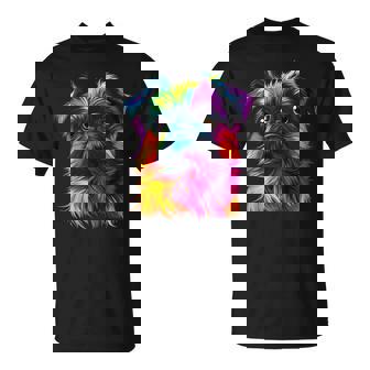 Colorful Brussels Griffon Face Dog Lover Black T-Shirt - Thegiftio