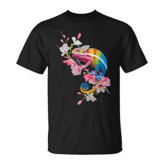 Colorful Chameleon Lizard Lover Wildflower Reptiles T-Shirt - Thegiftio UK