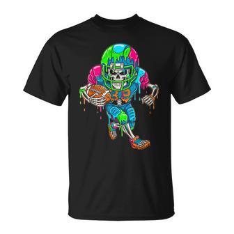 Colorful Skeleton Football Ice Cream Drip Player T-Shirt - Thegiftio UK