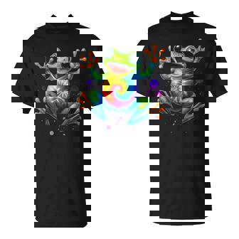 Colorful Tie Dye Frog Retro Peace Cute Style T-Shirt - Monsterry
