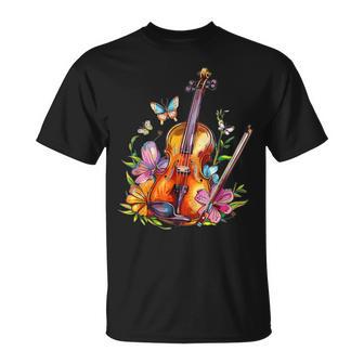 Colorful Violin With Flowers I Violin T-Shirt - Thegiftio UK