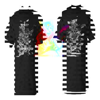 Colorido Gato Rock Tocando Guitarra Divertida Guitarra Camiseta unisex - Regaloses