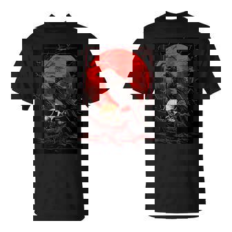 Corbe Crâne Lune Homme Gothiqueombre Corbeau Noir T-Shirt - Cadeauxyz