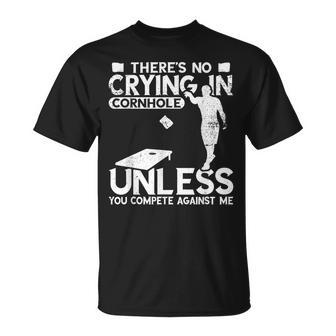 Cornhole There's No Crying Vintage Toss Game Bean Bag Player T-Shirt - Thegiftio UK