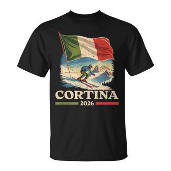 Cortina Vintage Ski Italy Alps Winter Sports T-Shirt - Seseable