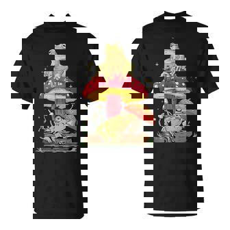 Cottagecore マッシュルームに横たわる美的カエル 面白いアート Tシャツ - Kawaiitshirt