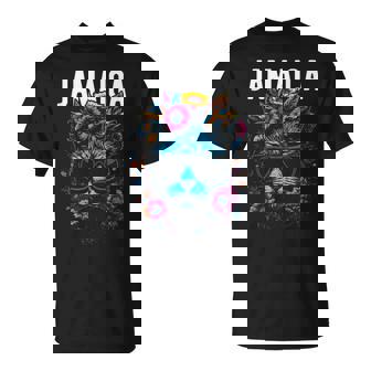 Country Of Jamaica Cat Wearing Sunglasses And Flowers Tank Top T-Shirt | Mazezy