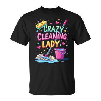 Crazy Cleaning Lady Cleaner Housekeeper Cleaning Lovers T-Shirt - Thegiftio UK