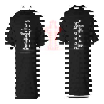 Croix Rouge Feuilles Dieu Jésus Religieux Chrétien Homme T-Shirt - Cadeauxyz