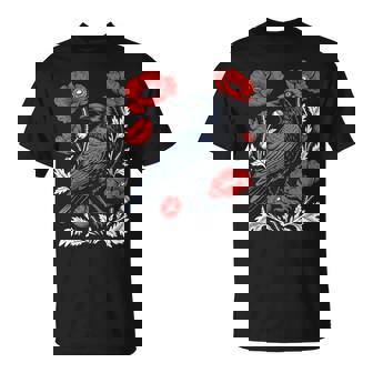 Crow Floral Flower Animal Gothic Birds Animal Crow T-Shirt | Seseable CA