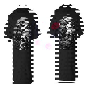 Crow Skull Bird Skull Raven Gloomy Gothic Roses T-Shirt | Mazezy