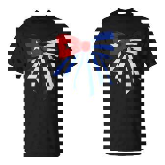 Cuba Cuban Pride Flag Girl Coquette Bow Ribbon T-Shirt - Monsterry