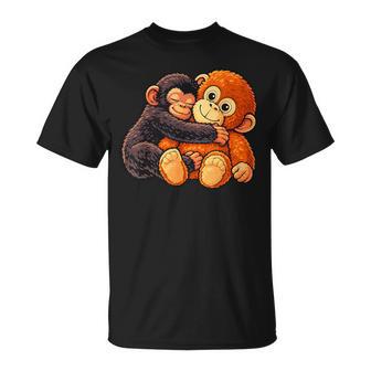 Cute Baby Punch Monkey Hugging Stuffed Plush T-Shirt - Thegiftio UK