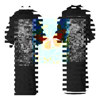 Cute Butterfly Van Gogh Style Starry Night T-Shirt - Monsterry