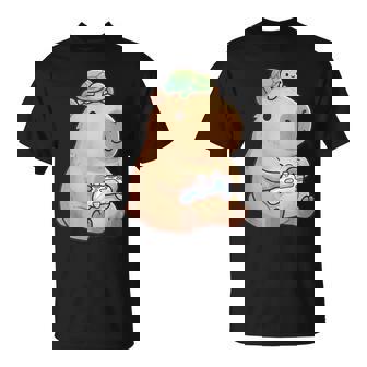 Cute Capybara Anime Gamer Turtle Graphic Kawaii T-Shirt - Thegiftio