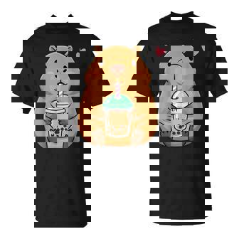 Cute Capybara With Boba Bubble Tea T-Shirt | Mazezy