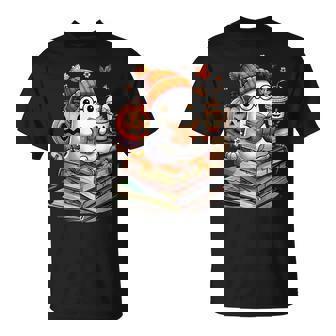 Cute Ghost Reading Book Lovers Autumn Fall Halloween Ghost T-Shirt | Seseable FR