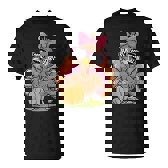 Cute Gobble Turkey Thanksgiving Girls Toddlers Bow T-Shirt - Monsterry