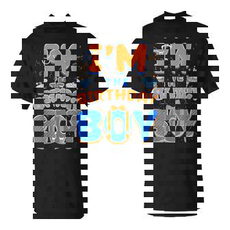 Cute I’M The Birthday Boy Matching Blue Orange Party T-Shirt | Seseable UK