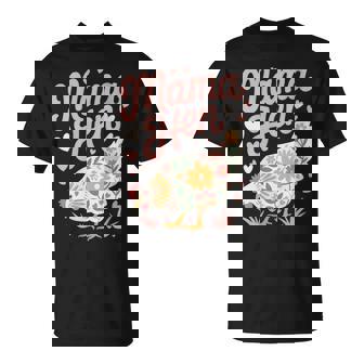 Cute Mama Hen With Floral Pattern T-Shirt - Monsterry