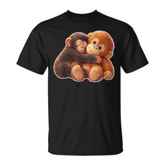 Cute Monkey Baby Punch With Stuffed Hugging T-Shirt - Thegiftio UK