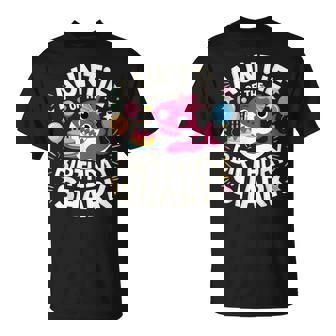 Cute Pink Shark Auntie Of The Shark Birthday For Boys Girls T-Shirt - Monsterry