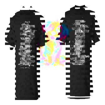 Cute Puppy Colorful Rainbow Vibrant Graphic T-Shirt - Thegiftio