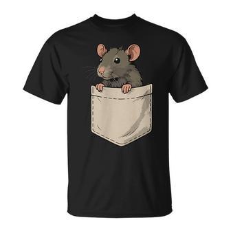 Cute Rat Siting In Pocket Rats Lover For Rat Mama Mouse T-Shirt - Thegiftio UK