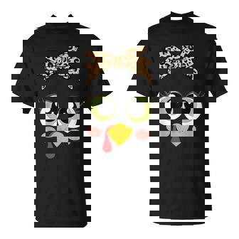 Cute Thanksgiving Turkey Face Leopard Glasses Girls T-Shirt | Seseable CA