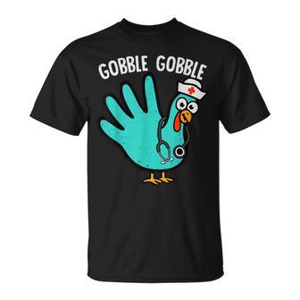 Cute Turkey Glove Nurse Thanksgiving Scrub Top Rn Icu Er T-Shirt - Monsterry