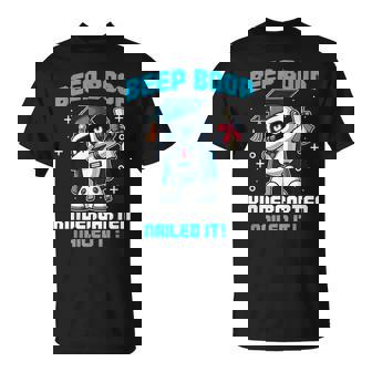 Dabbing Robot Kindergarten Graduation Cap Diploma Boys Kids T-Shirt | Mazezy