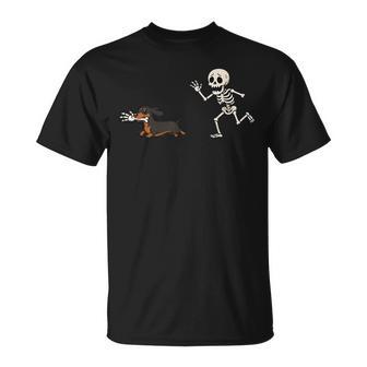 Dachshund Skeleton Hand Halloween T-Shirt - Thegiftio UK