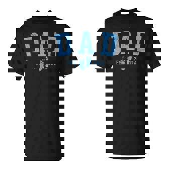 Dad Est 2026 Blue Baby Feet First Time Boy Daddy T-Shirt - Monsterry