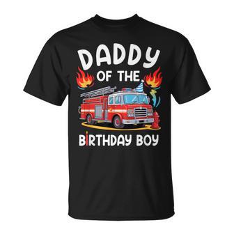 Daddy Of The Birthday Boy Fire Truck Firefighter 1St Party T-Shirt | Mazezy