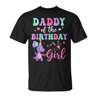 Daddy Of The Birthday For Girl Dinosaur T-Rex Party Family T-Shirt - Thegiftio UK