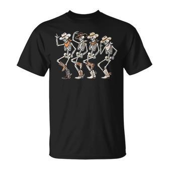 Dancing Skeleton Cowboys Western Country Rodeo Halloween T-Shirt - Thegiftio UK