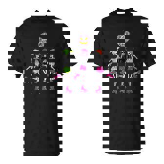 Dancing Skeletons Roller Skates Spooky Disco Ball Halloween T-Shirt | Mazezy