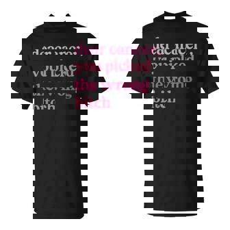 Dear Cancer You Picked The Wrong Bitch Pink Breast Cancer T-Shirt | Seseable UK