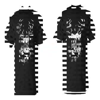 Deer Silhouette Forest Wildlife Animal Lover T-Shirt - Monsterry