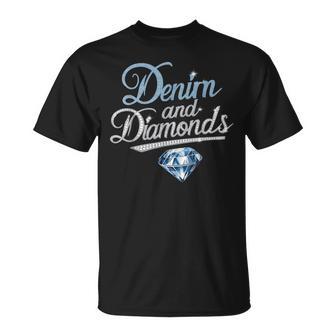 Denim And Diamonds Trendy Fashion Style T-Shirt | Seseable UK