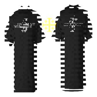 Deus Vult Knights Templar Jerusalem Cross Catholic Faith T-Shirt | Mazezy
