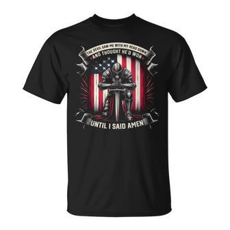 Devil Saw Me With My Head Thought He'd Won Until I Said Amen T-Shirt - Monsterry