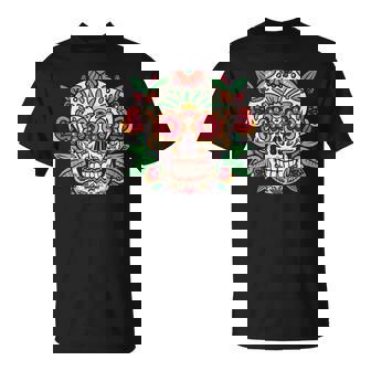 Día De Los Muertos Día De Muertos Floral Calavera De Azúcar Hombres Es Manga Larga Camiseta unisex - Regaloses