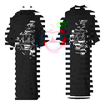 Dibujos Animados De Frutas De Manzana Frescaonriente Con Gafas Camiseta unisex - Regaloses